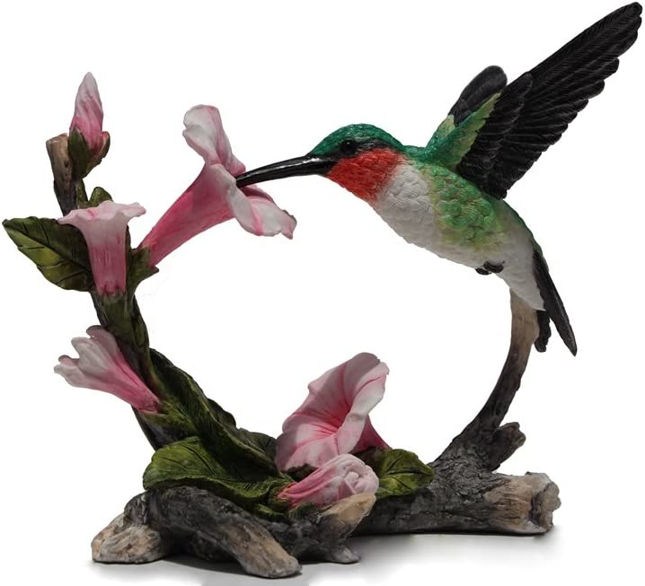 Ruby Throated Hummingbird Statue
