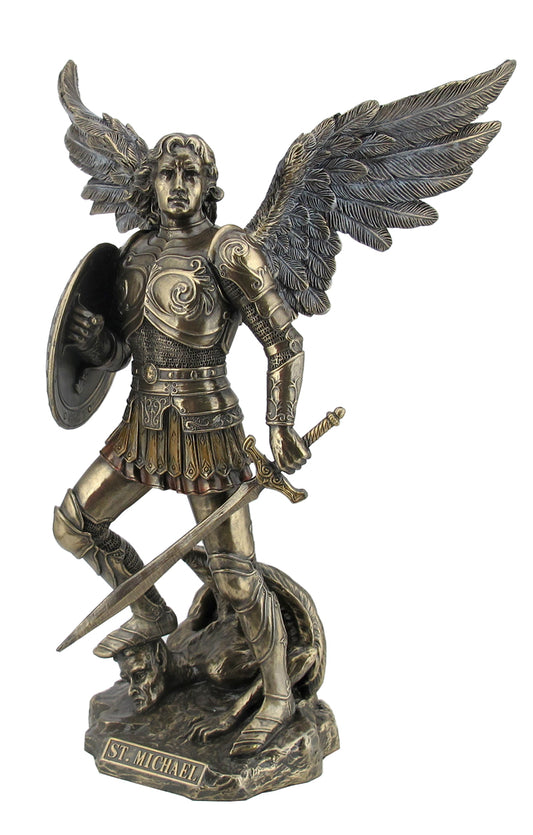 St. Michael Standing On Demon With Sword And Shield Statue