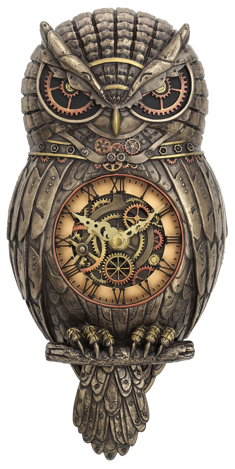 Steampunk Owl Pendulum Wall Clock