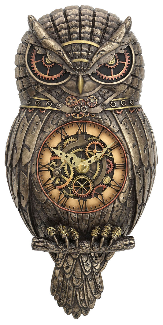 Steampunk Owl Pendulum Wall Clock