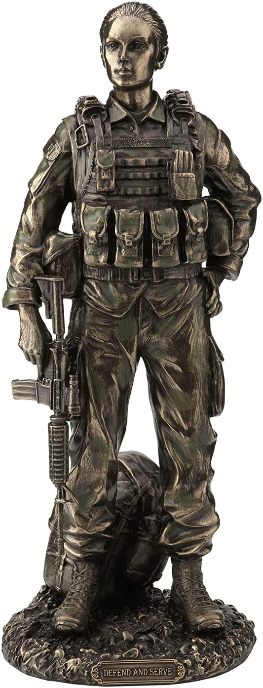 Defend And Serve Female Soldier Statue