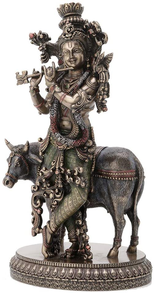 Hindu Lord Krishna And The Cow Statue