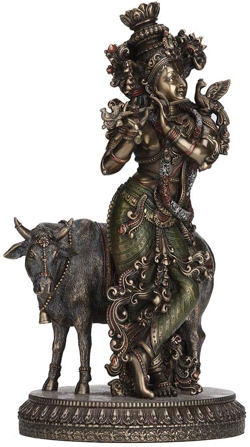 Hindu Lord Krishna And The Cow Statue