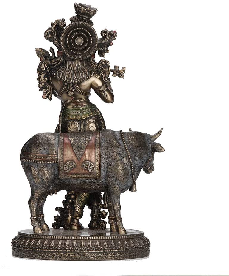 Hindu Lord Krishna And The Cow Statue