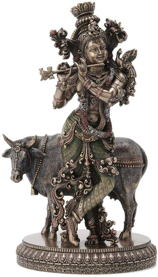 Hindu Lord Krishna And The Cow Statue