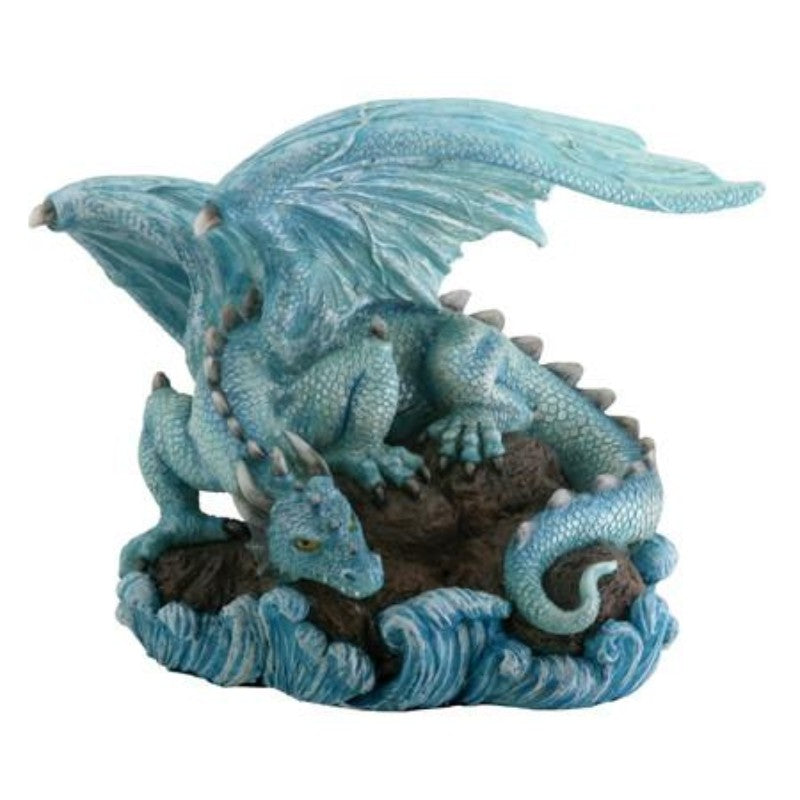 Blue Water Dragon On Rock Fantasy Figure Decoration