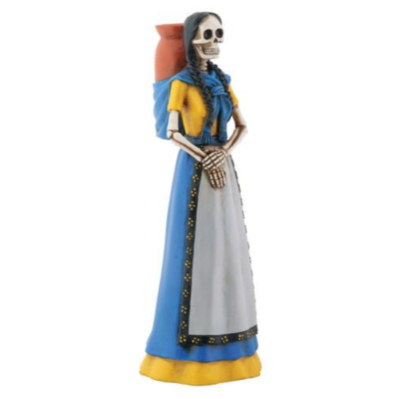 Blue Skeleton Senorita With Jarrito