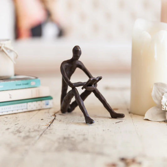 Modern And Elegant Bronze Sculpture Leisure Reading Book