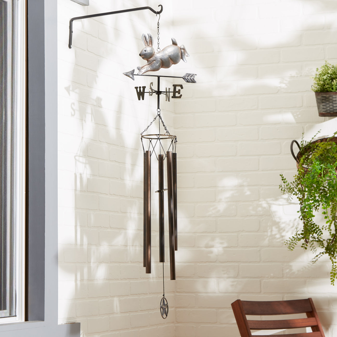 Silver Rabbit Weathervane Wind Chime