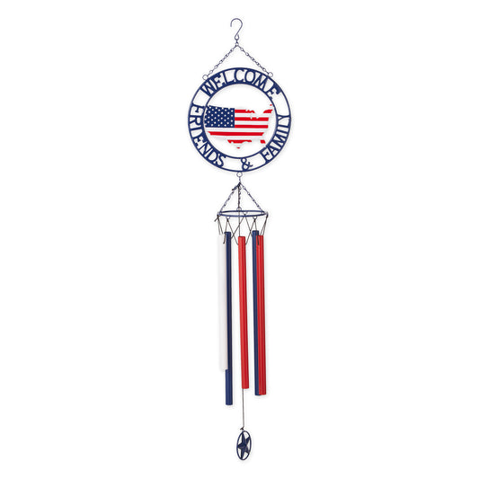 Patriotic Welcome Friends & Family Weathervane Wind Chime